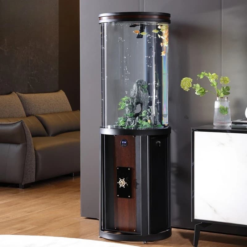 cylindrical fish tank living room lazy water-free fish tank acrylic bottom filter floor aquarium