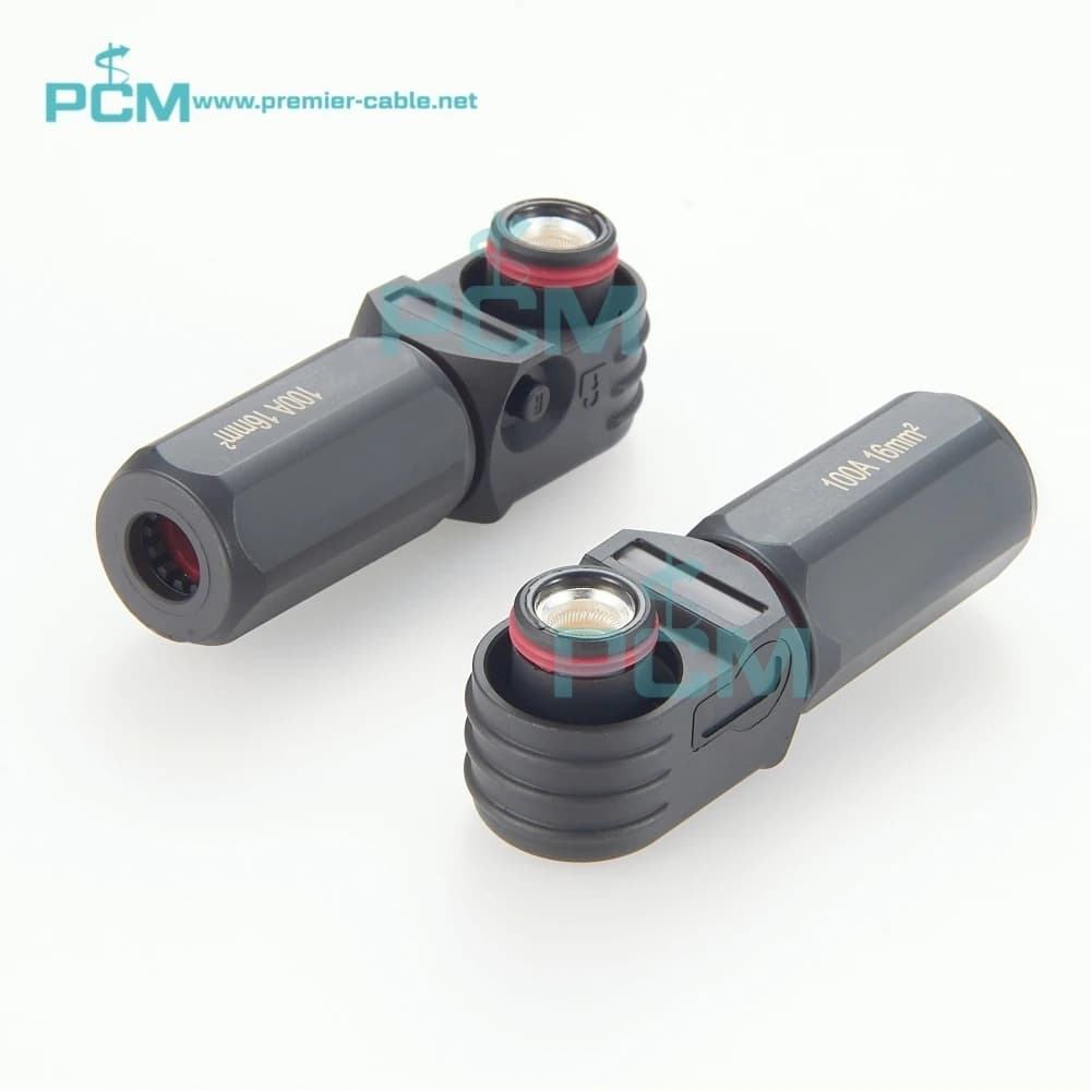 100A Battery Energy Storage Connector 6.0mm 16mm² Plug Right Angle for Solar Power Station Wind Farm Onboard Energy Storage