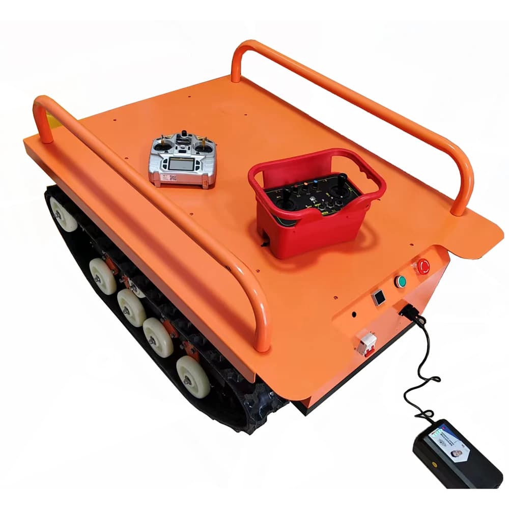 1m Steel Crawler Track with Dual Electric Motors Small Track Rubber Treaded Chassis Remote Controller Excavator Farm Industries