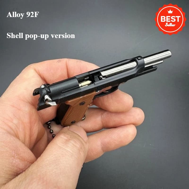 Hot 1:3 Mini Metal 92F Model Gun Detachable Keychain Pendant Small Toy Shell Ejection Edition Men's Gift