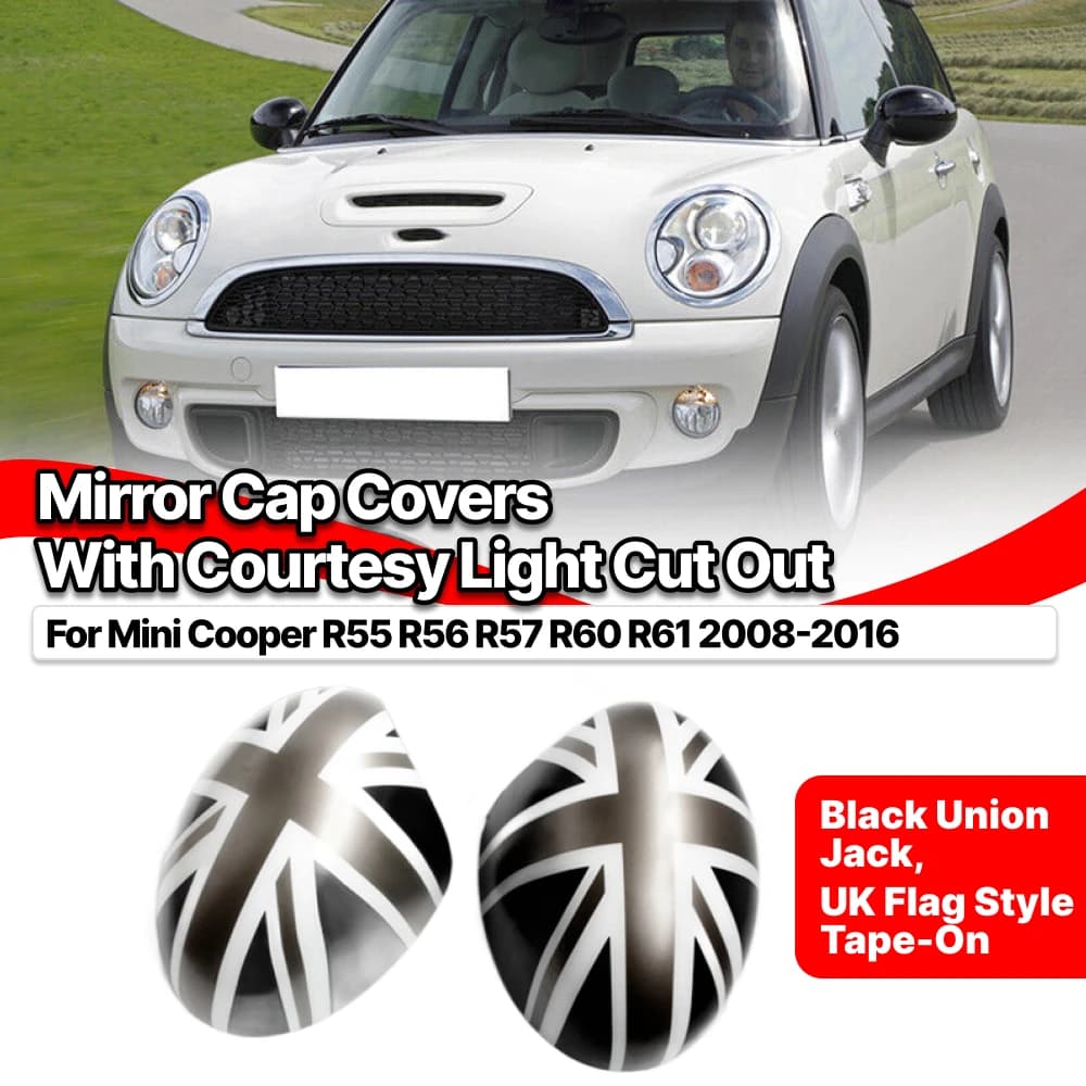 1 Pair New Union Jack Stickers Rearview Mirror Covers For Mini Cooper R55 R56 R57 R60 R61 2008-2016 Manual Folding Mirror Only