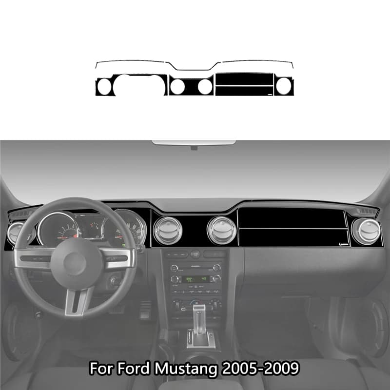 Centre Dashboard Panel Brand New ABS Gloss Black Stickers For Ford Mustang 2005 2006 2007 2008 2009 Car Interior Accessories
