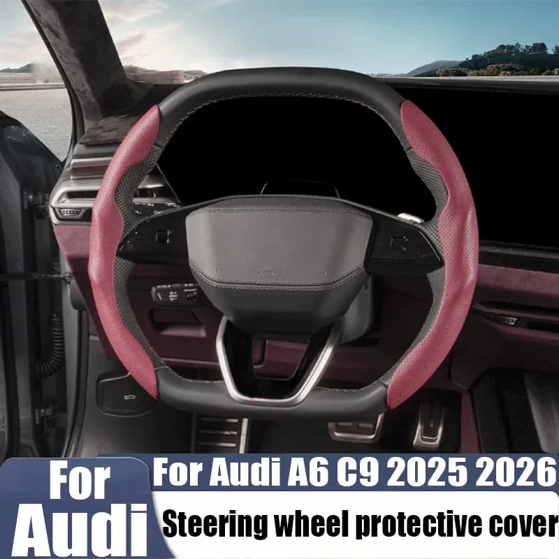For Audi A6 C9 2025 2026 Car Ultra Thin Leather Steering Wheel Protective Cover Interior Accessories