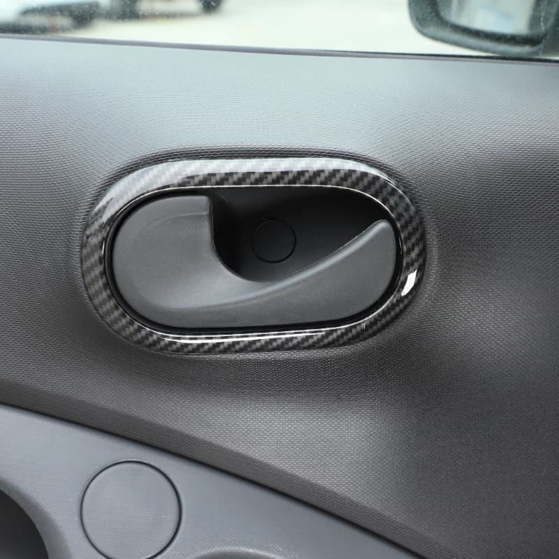 Suetlcoity For Smart 453 Fortwo Forfour 2016-2021 ABS Carbon Fiber Car Inner Handle Frame Cover Trim Interior Car Accessories