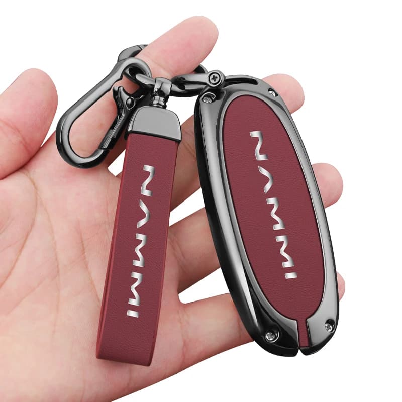 3 Buttons Zinc Alloy + Leather Car Key Case Cover Shell Holder For 2024 Dongfeng NAMMI 01 new Energy Remote Key Protection
