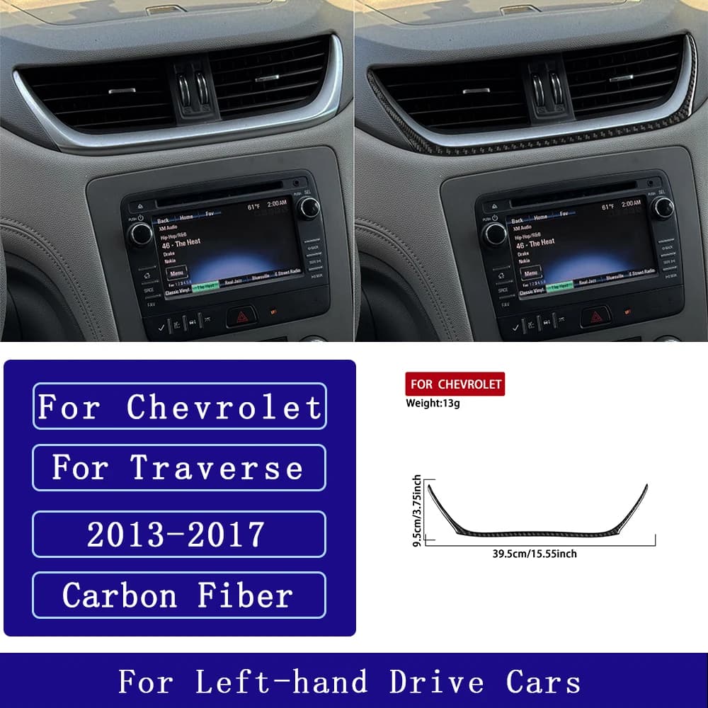 For Chevrolet Traverse 2013-2017 Carbon Fiber Central air conditioning vent frame Car Accessories Interior Decorative Stickers