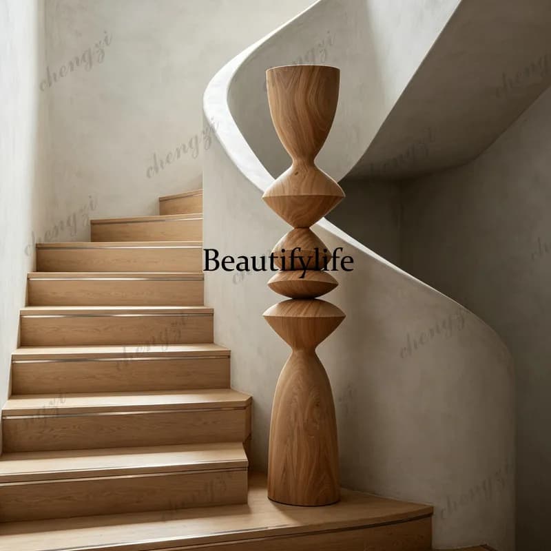 Hotel model room porch abstract wood carving floor ornament sales office corridor aisle large art sculpture