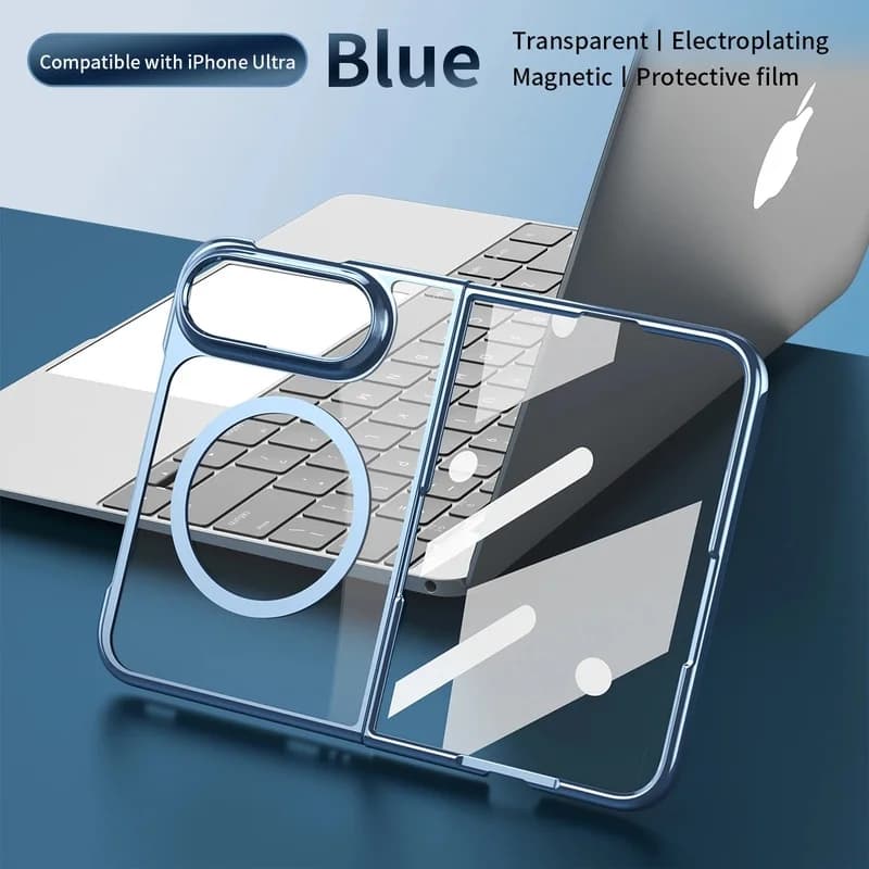 Luxury Electroplating Transparent Magnetic Phone Case for iPhone 18 Ultra 18 Fold for Magsafe Wireless Charge Shockproof Cover