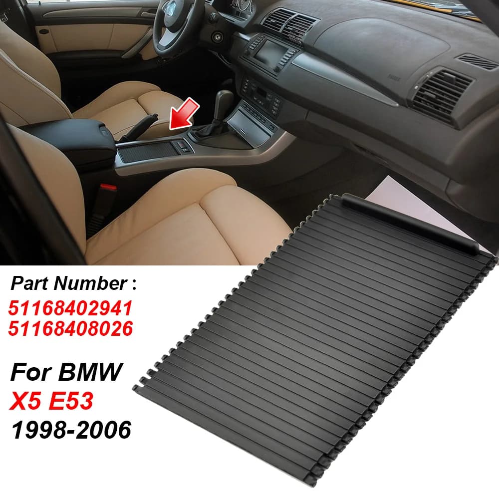 Car Center Console Sliding Shutters Cup Holder Roller Blind Cover Replacement Fit For BMW X5 E53 1998-2006 51168402941 511684080
