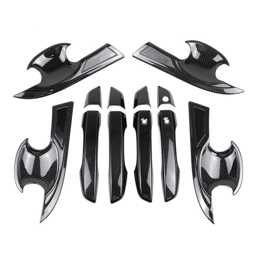 Door Handle + Cup Bowl Cover for Honda Civic 2016 2017 2018 2019 Carbon Fiber Style with / without Smart Keyhole Exterior Trim