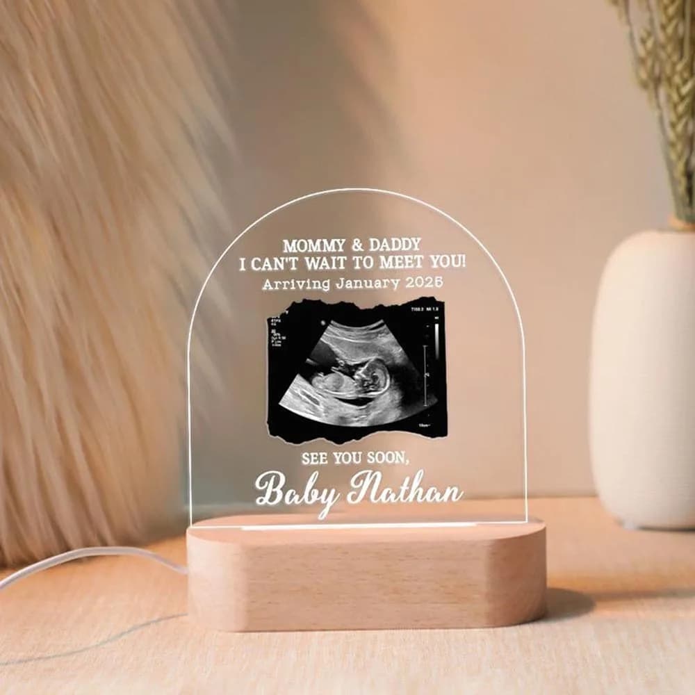 Custom Ultrasound Photo Acrylic Sign Personalized Baby Name Birth Memorial Night Light Gift New Mom's First Mother's Day Gift