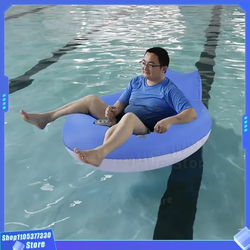 40 Inch Blue PVC Inflatable Pool Float Chair Eco Friendly Electric Lounge For Adult Swimming Custom Design Durable Water Toy