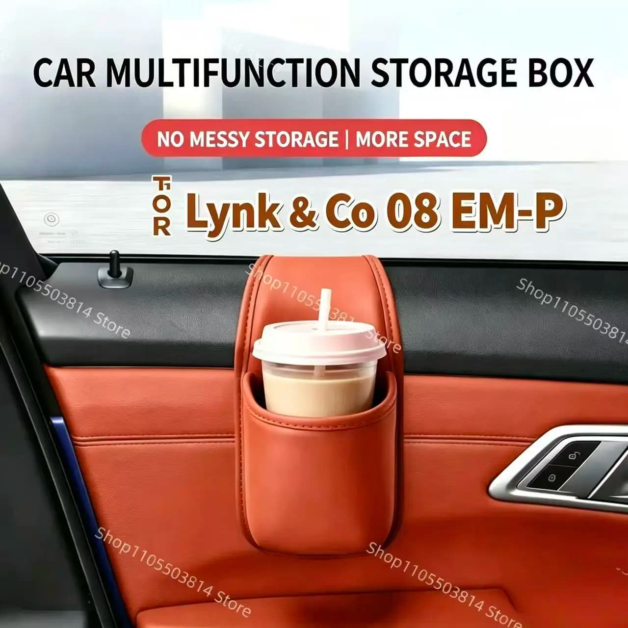 For Lynk & Co 08 EM-P Door Storage Box Cup Holder Organizer Side Pocket Phone Holder Beverage Rack Multifunction Beverage Holder