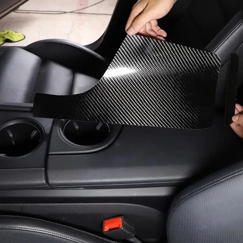 For Porsche Taycan 2019-2025 Soft Carbon Fibre Car Armrest Case Cover Decorate Stickers Interior Car Accessories