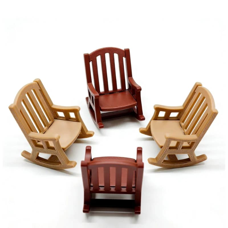 1:12 Scale Dollhouse Miniature Wooden Rocking Chair Table Bench Stool Doll House Furniture Pretend Play Toy Decor Gift