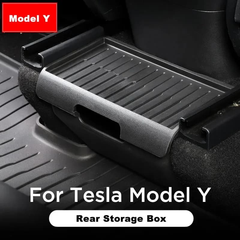 For Tesla Model Y 2021-2024 Rear Middle Storage Box The Driver And Passenger Seats Under Seat Trash Box Car Accessories