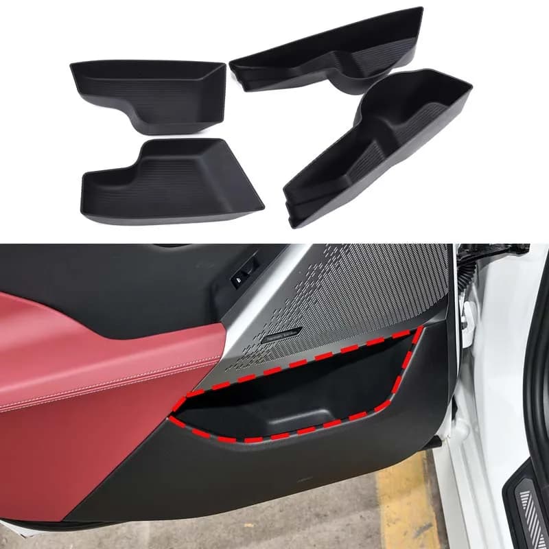 For BMW 5 Series I5 G60 2024 TPE Black Car Door Slot Storage Box Mobile Phone Tray Car Interior Protection Accessories 4Pcs