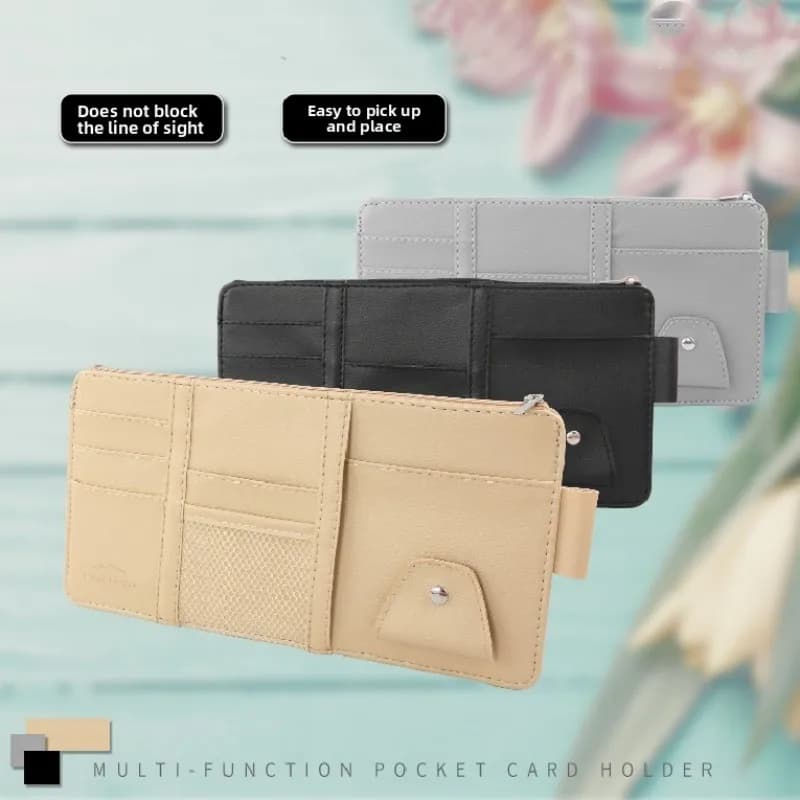 Car Sun Visor Bill Pen Business Card Holder Storage Box Sunglasses Clip Cards Holder Portable Ticket Card Stowing Tidying Pocket