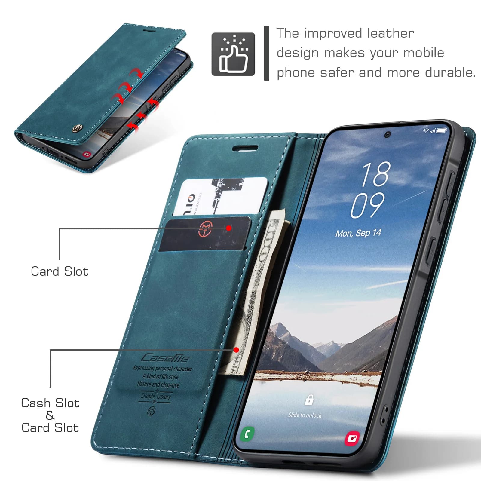 For Samsung Galaxy A37, Caseme-013 Book Style Flip PU Leather Wallet Case Fold Card Slot Pocket Pouch Bag Stand Phone Full Cover