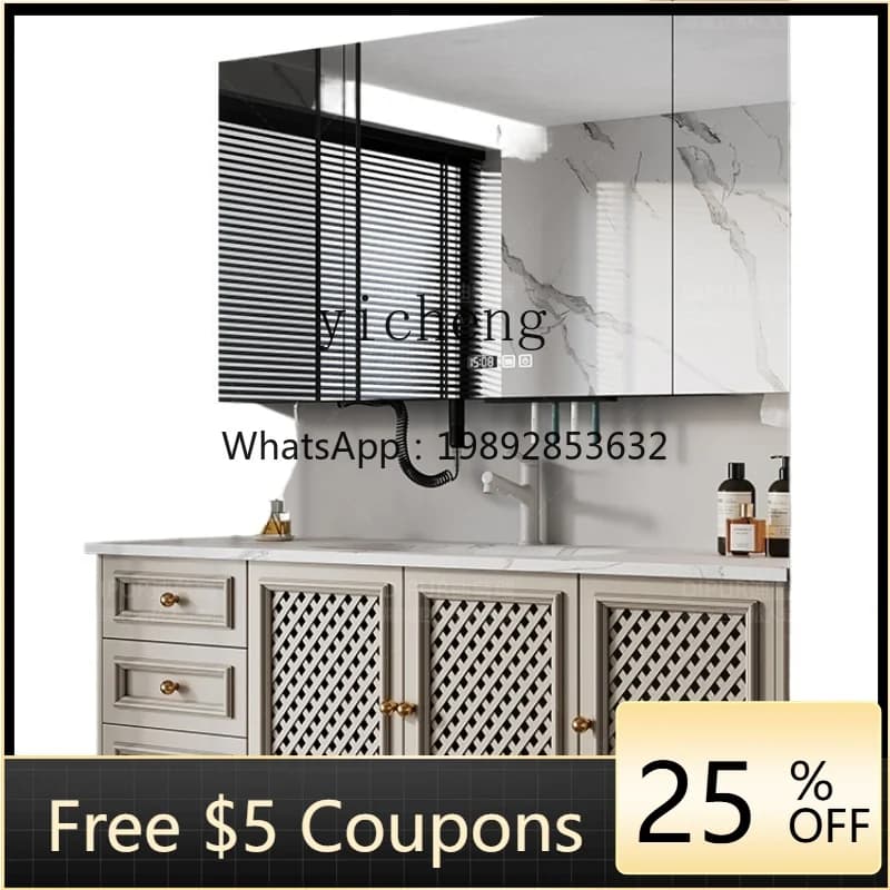 Stone Plate Hot Bending Whole Washbin Bathroom Cabinet Combination Mirror Cabinet Bathroom Hand Washing Wash up Sink