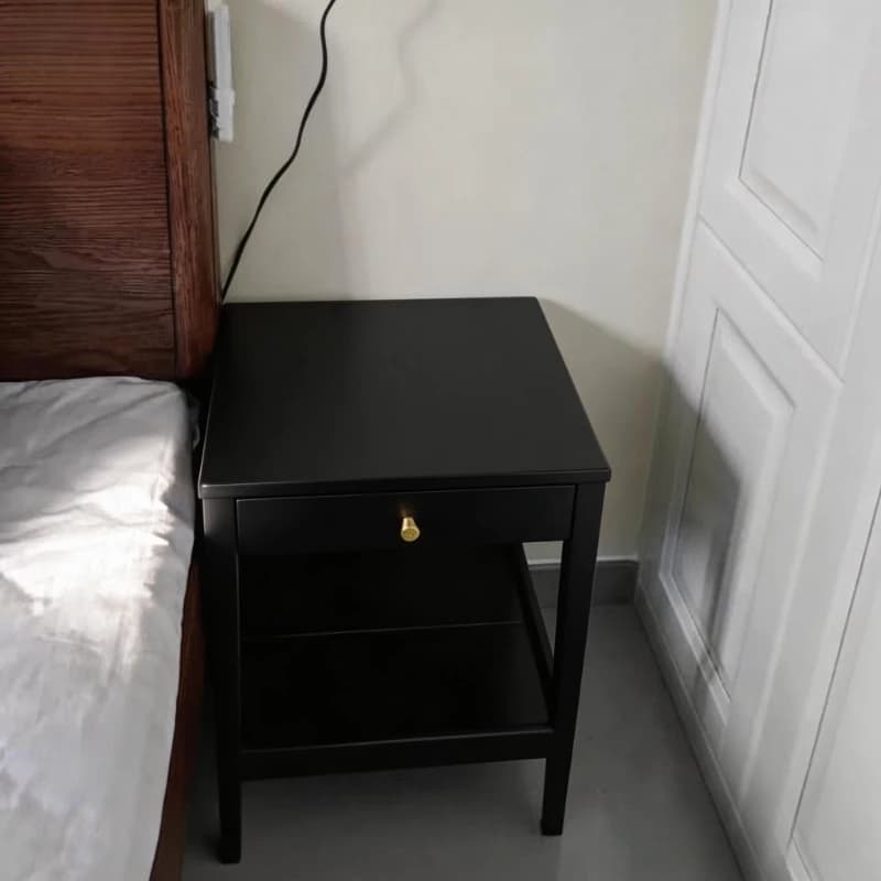 Rustic Bedroom Black Nightstand Solid Wood Multifunctional Accent Table Mid-Century Coffee Tables Modern Home Decor Furniture