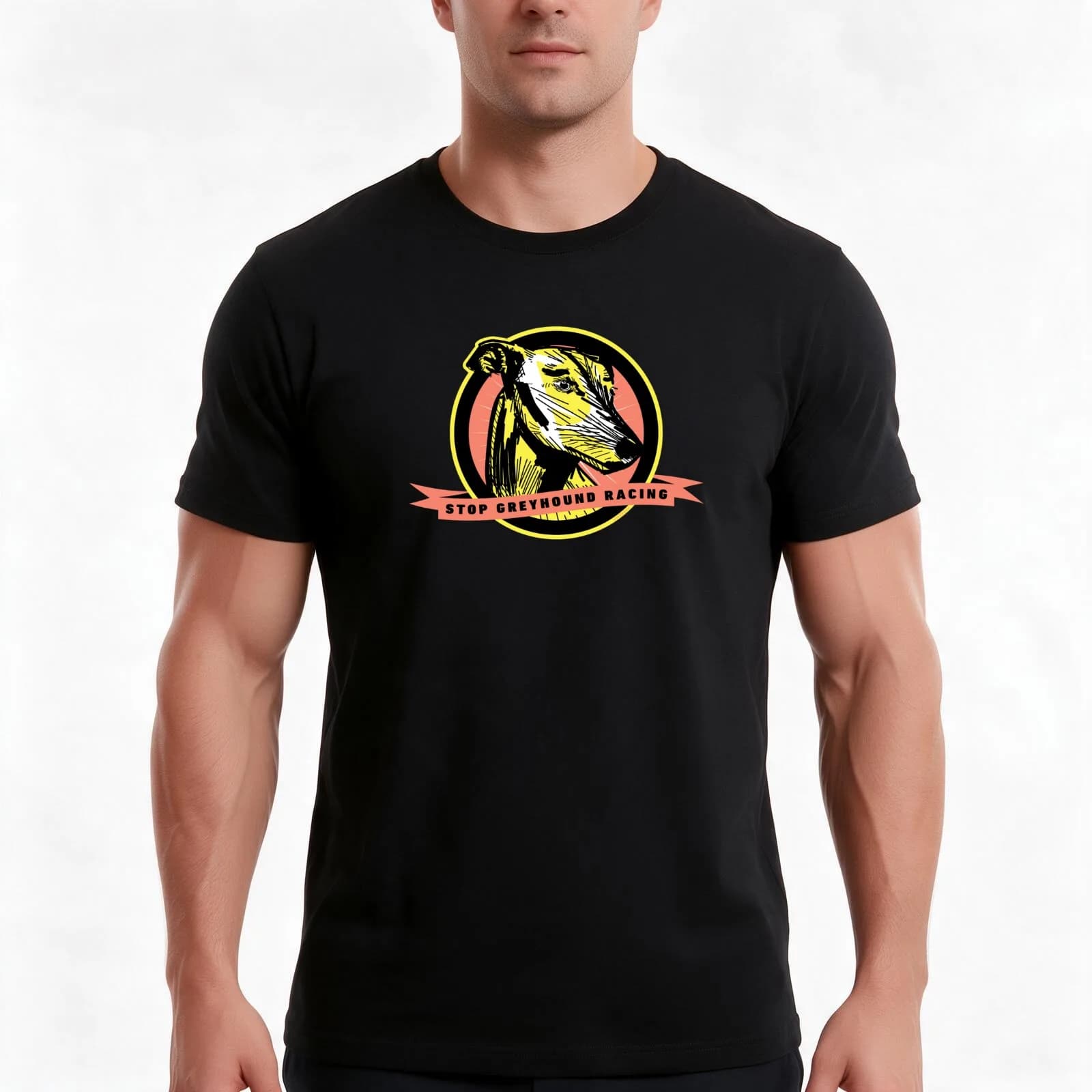 Stop Greyhound Racing T-Shirt, Summer Casual Cotton Tee, Oversized Streetwear Tops, Vintage Graphic Print, Unisex Men Women