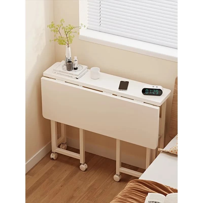Movable Foldable Desk Simple Computer Workstation Portable Side Table for Bedroom Rental House Home Study Use