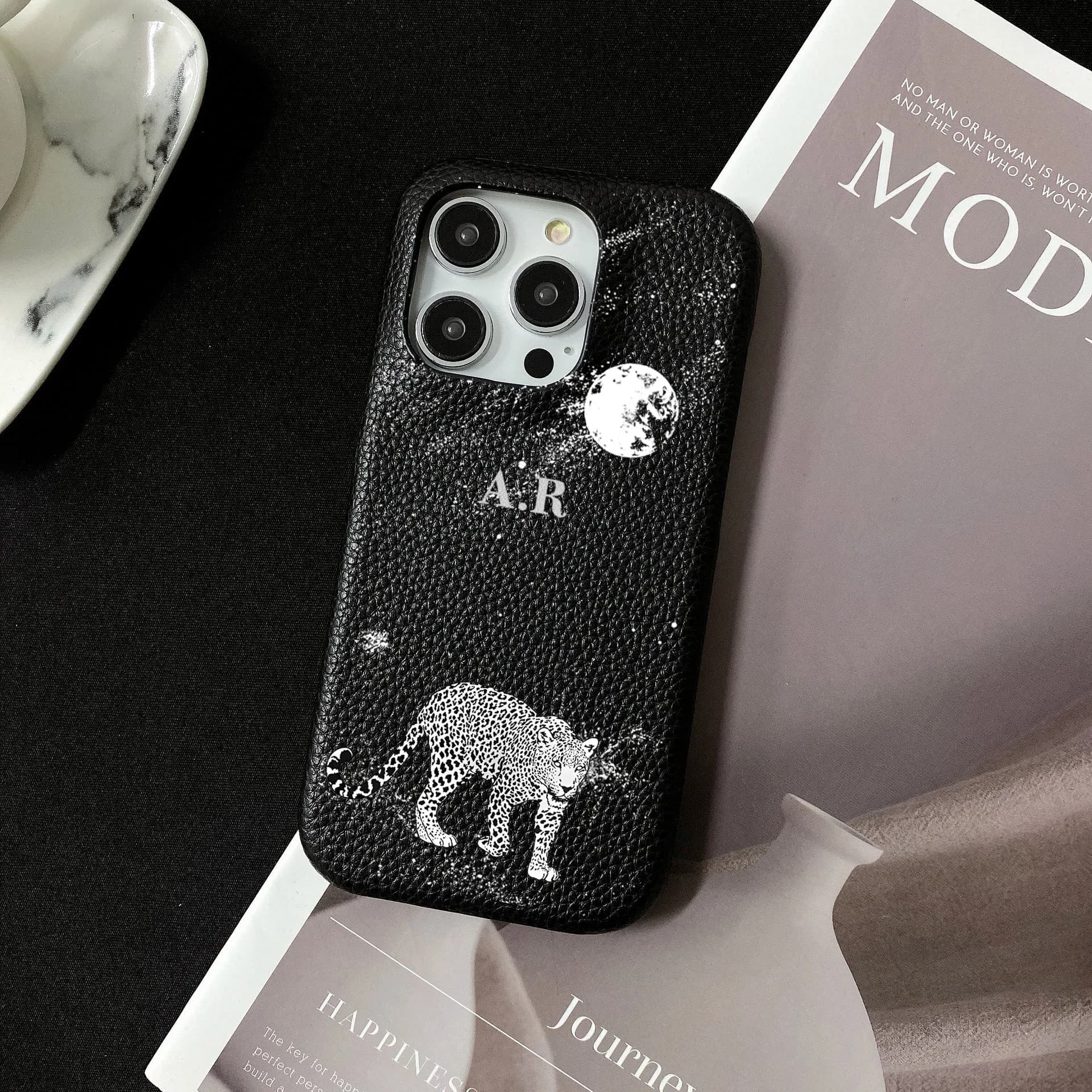 Personalised inevitable Initial kafr letters name Leather Case for iphone 17 12 14 13 15 Pro Max mini 16 Plus Luxury Hard Covers