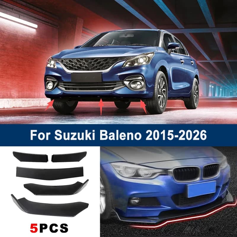 Adjustable 5Pcs Sectional Front Spoiler Lip For Suzuki Baleno 2015-2026 Front Bumper Splitter Car Exterior Sport Body Kit