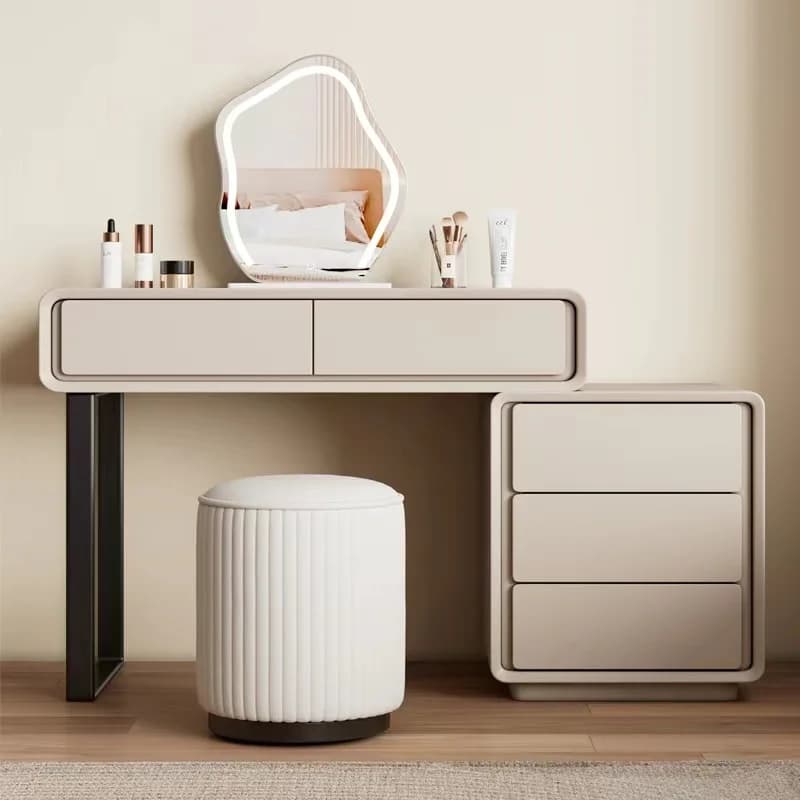 Simple modern makeup table light luxury wooden vintage vanity set bedroom retractable שידת איפור עם מראה ותאורה home furniture
