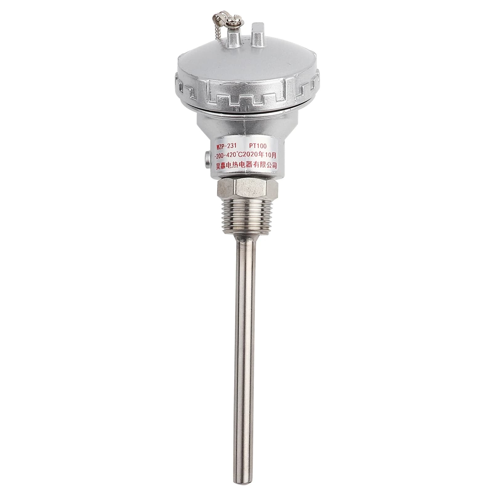 D2 RTD PT100 Temperature Sensor Probe 1/2" NPT Thread Thermocouple Terminal Head(PT 50/100/200/400mm) Temperature Sensor Tools