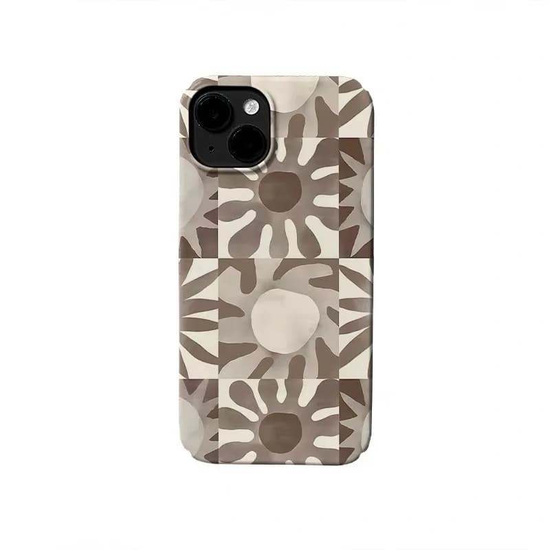 Ins Korean Brown Sun Chart Phone Case for IPHONE 17 Air 16E 15 PROMAX 14 Plus 13 12 MINI 11 PRO 16Plus XR XS Acrylic Phone Cover