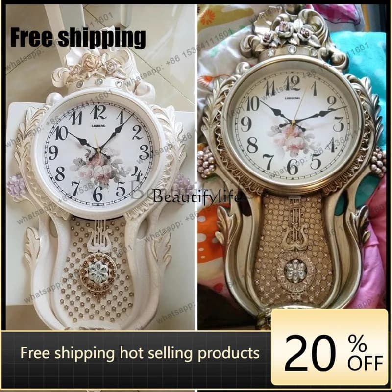 Factory Direct Large European creative wall clock living room Nordic decoration swinging silent clock fashion art gift