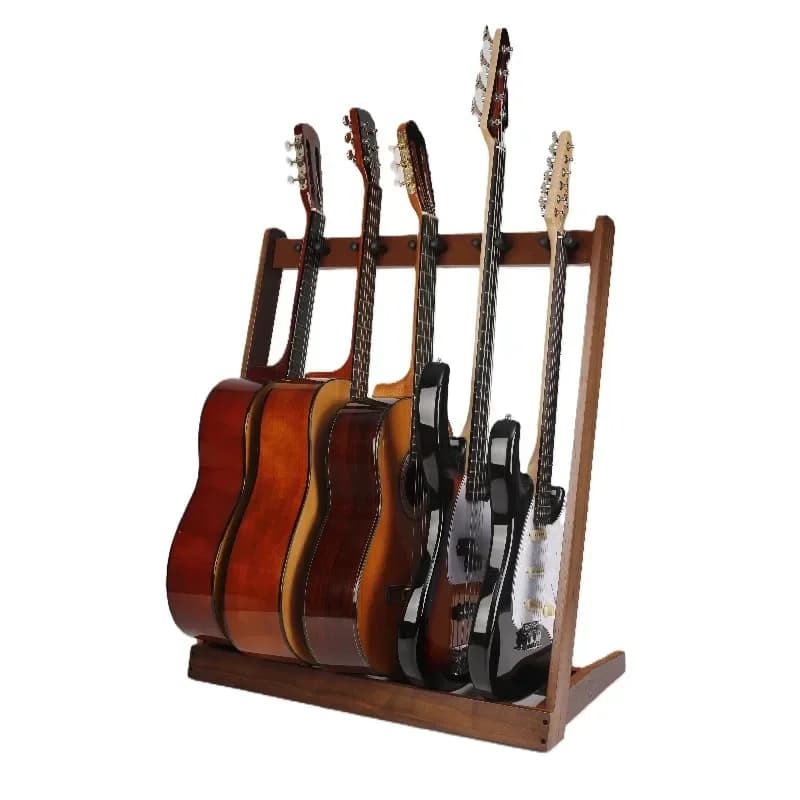Multi-Guitar Display Rack 5 Holder Folding Stand for Band Stage for Bass & Acoustic Guitars Musical Instrument Stand