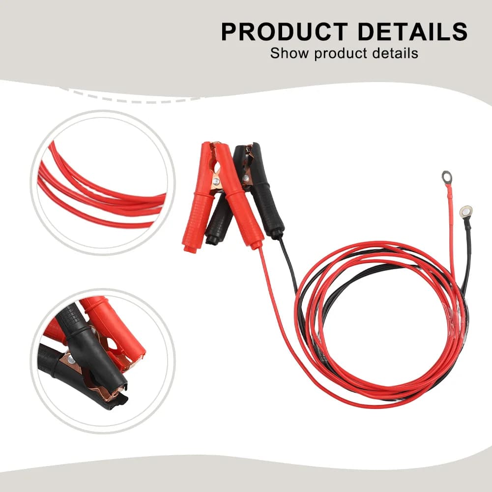 1.8m Car Jum/per Cable With Allig/ator Clips 30-50A Tinned Copper Terminal 12V 24V Vehicle Power Supply Connection Wire