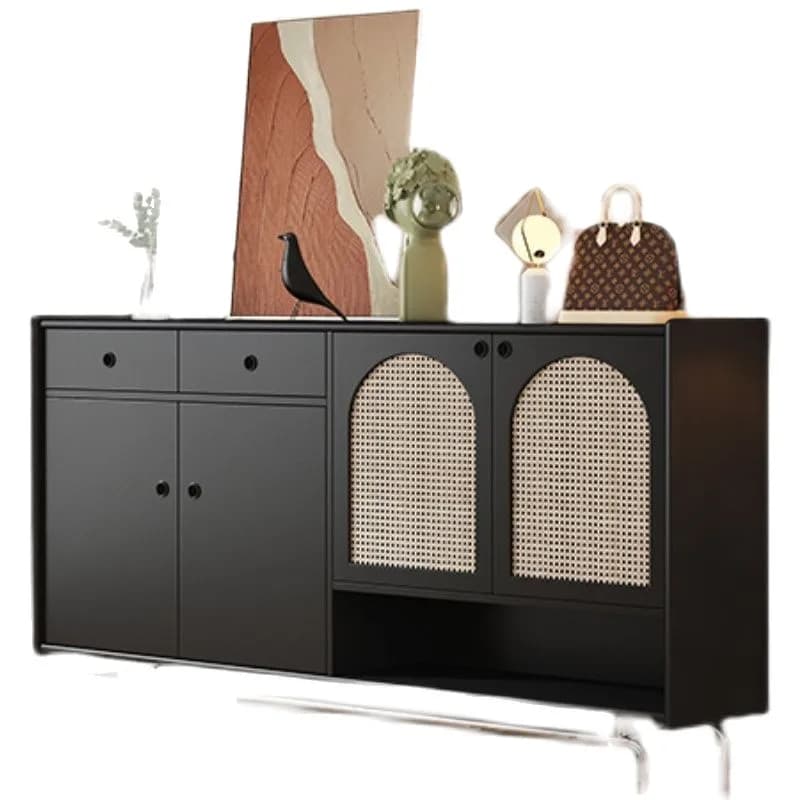 Nordic stainless steel, solid wood household door storage cabinet, dining side cabinet