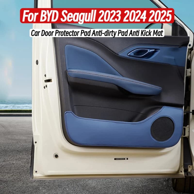 For BYD Seagull 2023 2024 2025 Leather Car Door Protector Pad Anti-dirty Pad Anti Kick Mat Decoration Auto Door Sticker