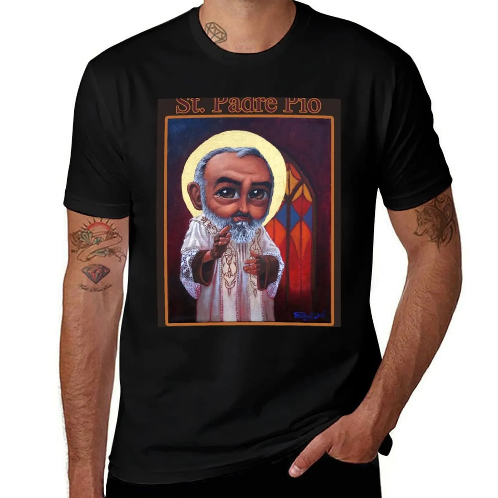 St Padre Pio T-Shirt Work Comfort for Men T-Shirt