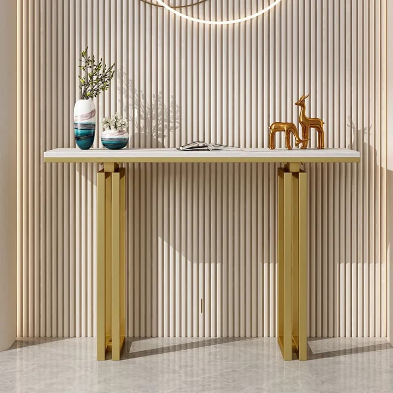 Light Luxury Entryway Console Table Modern Half Moon Shelf Multifunctional Hallway Table for Living Room Narrow Sofa Tables
