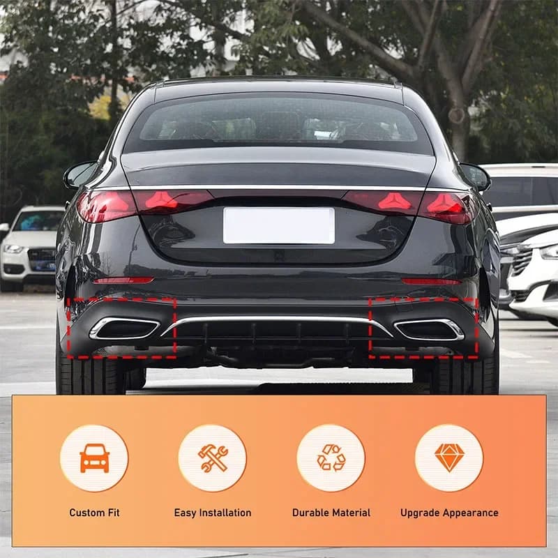 For Mercedes Benz E-Class CLE Sport W214 2024+ ABS Four Exhaust Tailpipe Frame Body Exterior Decoration Car Sticker Modification