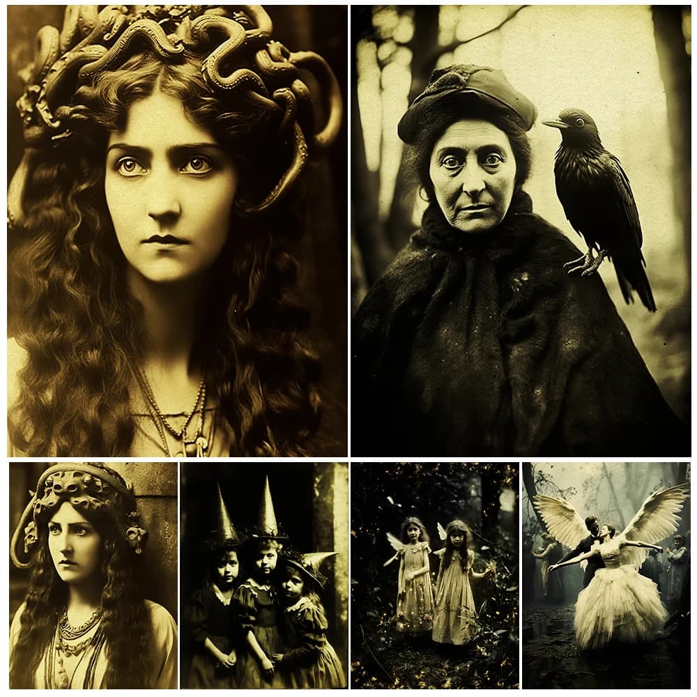 Witchcraft and magic gothic photography art poster and print Medusa,angel,fairy,ghost,witch,vampire,wicca wall art Print Decor