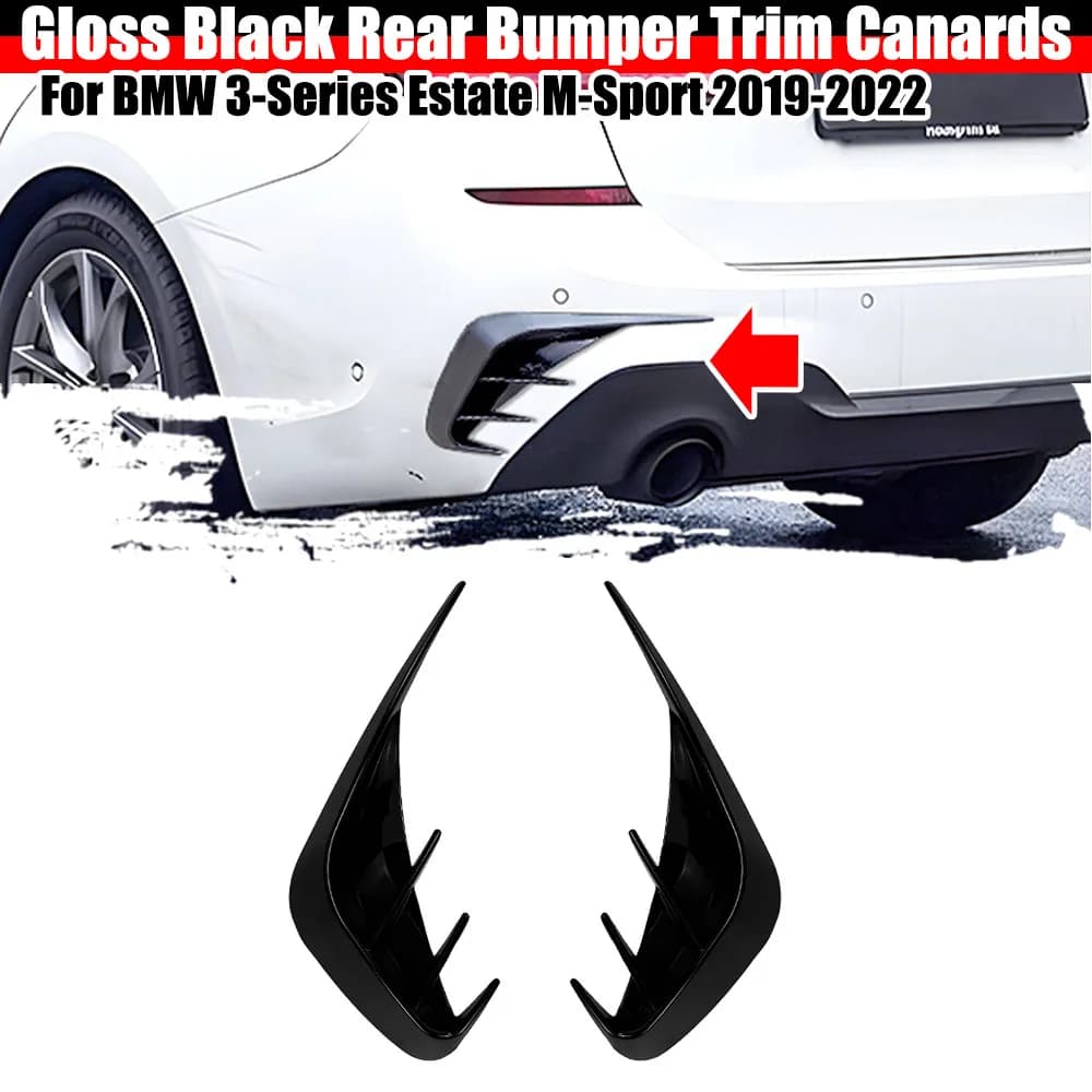 For BMW 3-Series Touring Wagon/Estate M-Sport 2019-2022 Pre-Facelift Rear Bumper Lip Spoiler Side Air Vent Outlet Cover Trim