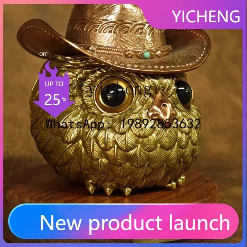 X2 Brass Owl Ornament Creative Home Crafts Cute Desktop Ornament Vintage Storage Jar