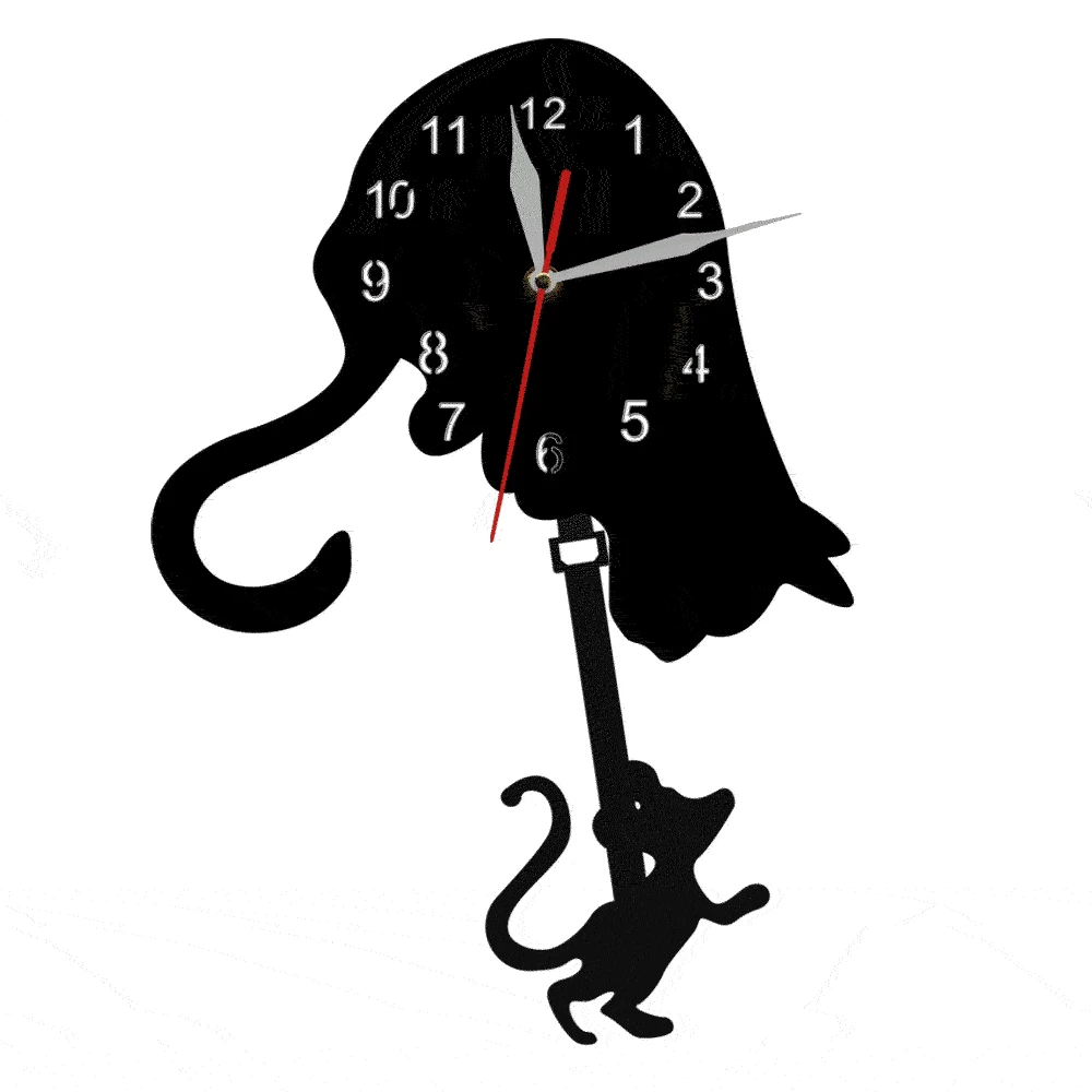 Cat And Mouse Pendulum Clock Cat and Mouse Game Wall Art Wall Clock Hunter Cat Modern Wall Decor Clock Watch Cat Pet Owners Gift