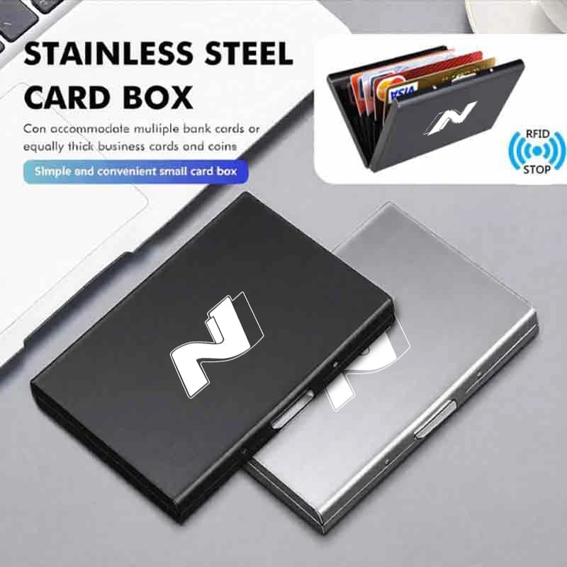 Car RFID Blocking Card Holder Metal Wallet Case Storage Accessories For Hyundai N Line Performance Santa Fe MX5 I20 IX35 I30