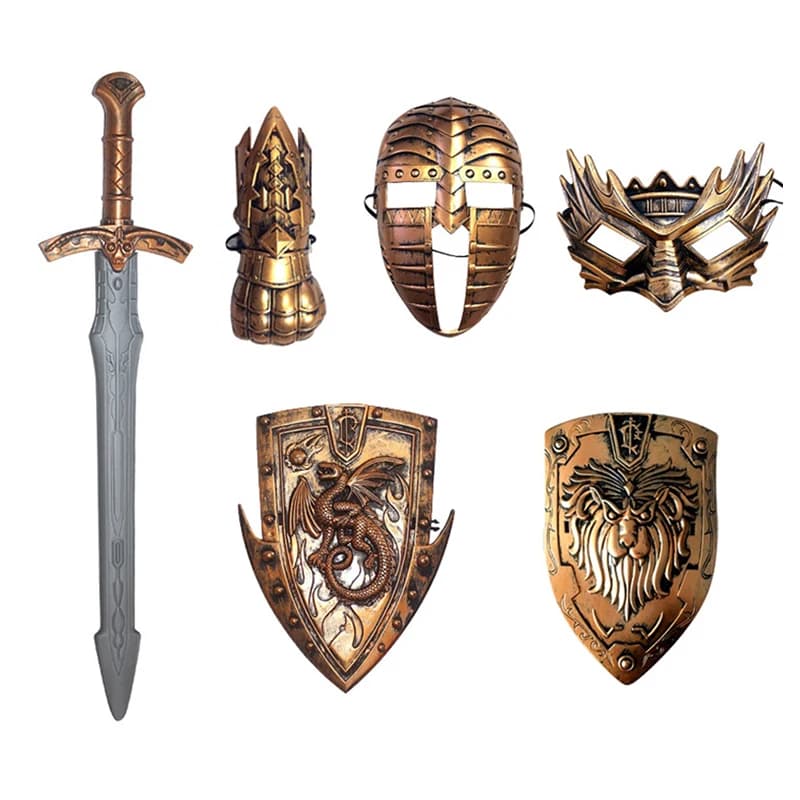 Kids Ancient Rome Bronze Pirate Accessories Retro Erope Shields Headgears Medieval Eye-Masks Knight Handguards Helmets Vintage S