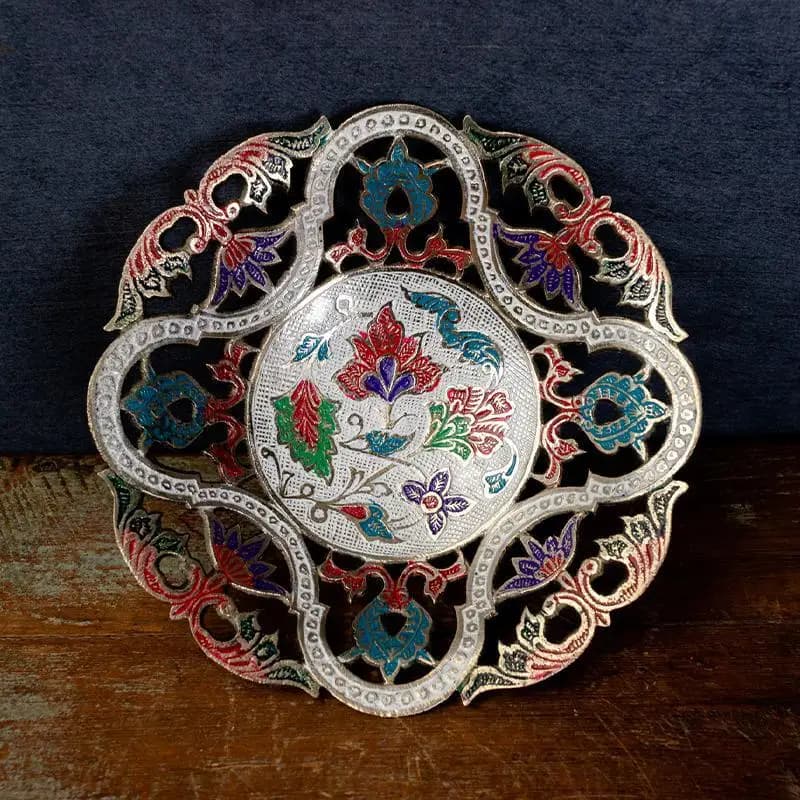 Handmade copper fruit plate painted carved fruit plate snack plate decorative fruit living room coffee table TV cabinet