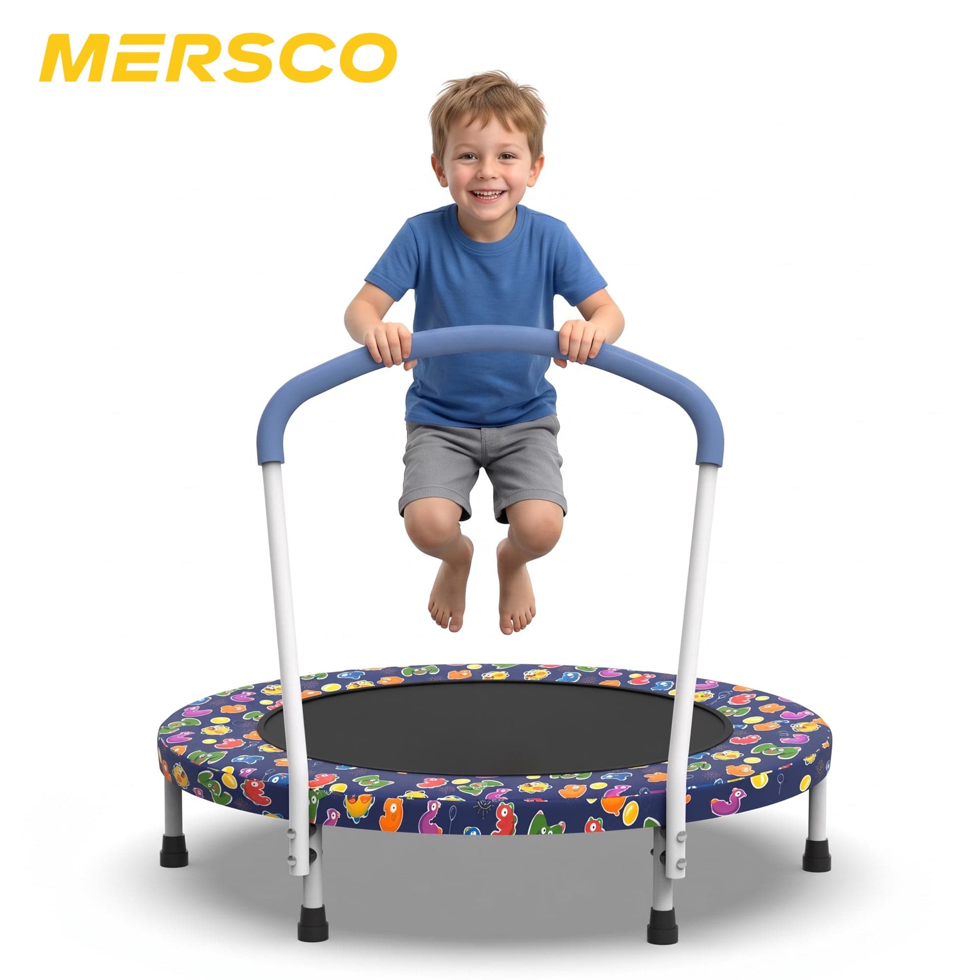 Mersco 36" Trampoline for Kids Indoor Trampoline with Handle for 2+ Years Kids Print